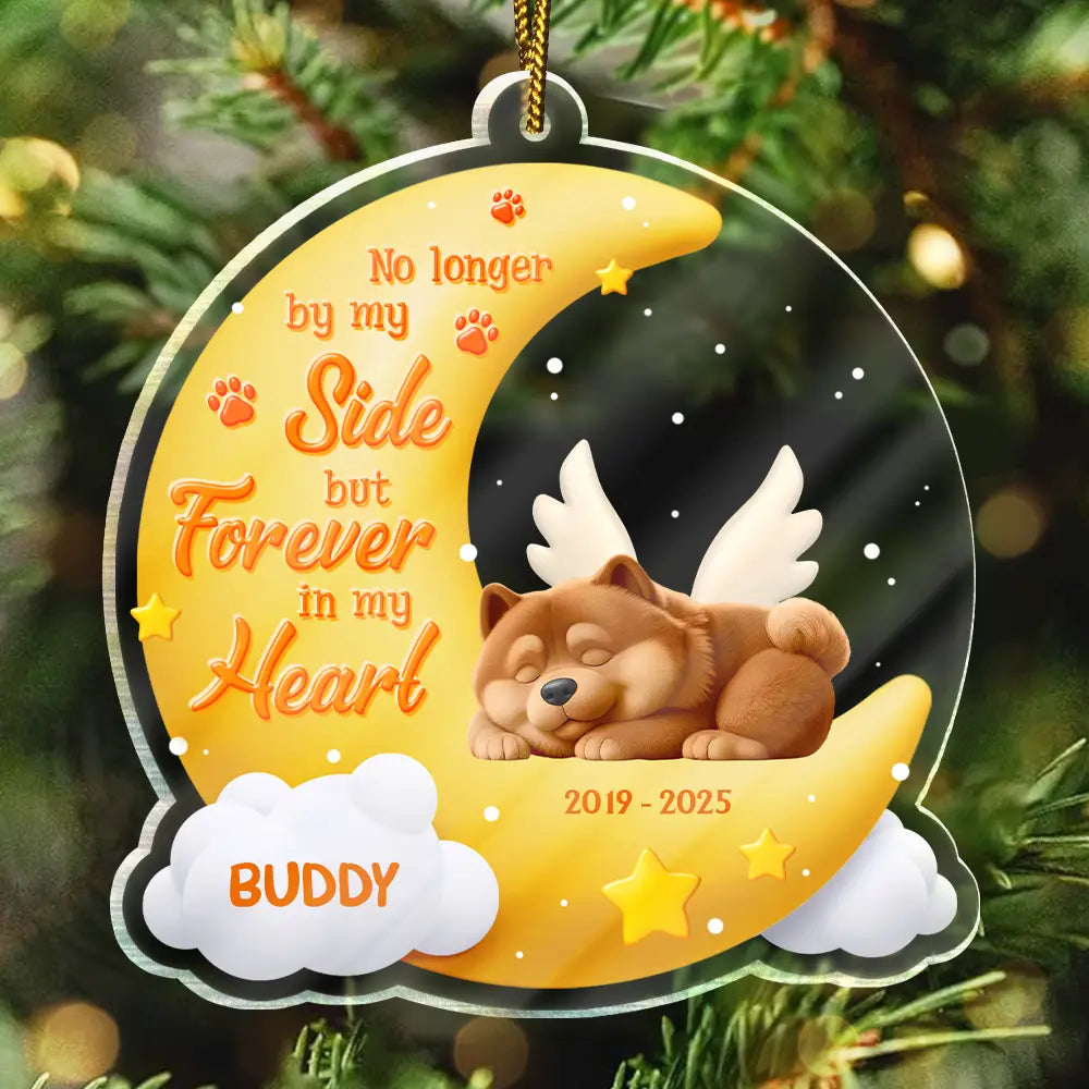 No Longer By My Side But Forever In My Heart - Personalized Custom Shaped Acrylic Ornament