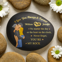 Gift For Couples, Gift For Husband, Gift For Wife, Gift For Boyfriend, Gift For Girlfriend, Happy - No Matter The Hour On The Clock - Personalized Printed Rock