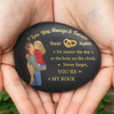 Gift For Couples, Gift For Husband, Gift For Wife, Gift For Boyfriend, Gift For Girlfriend, Happy - No Matter The Hour On The Clock - Personalized Printed Rock