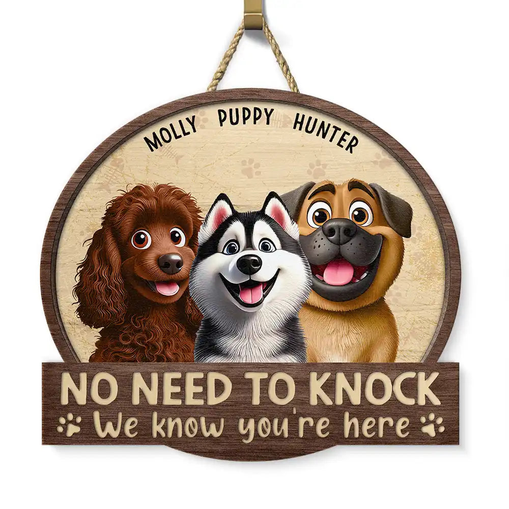 Pet Lovers, Pet Mom, Dog Mom, Cat Mom, Funny - No Need To Knock 3D Effect Pets - Personalized Custom Shaped Wood Sign
