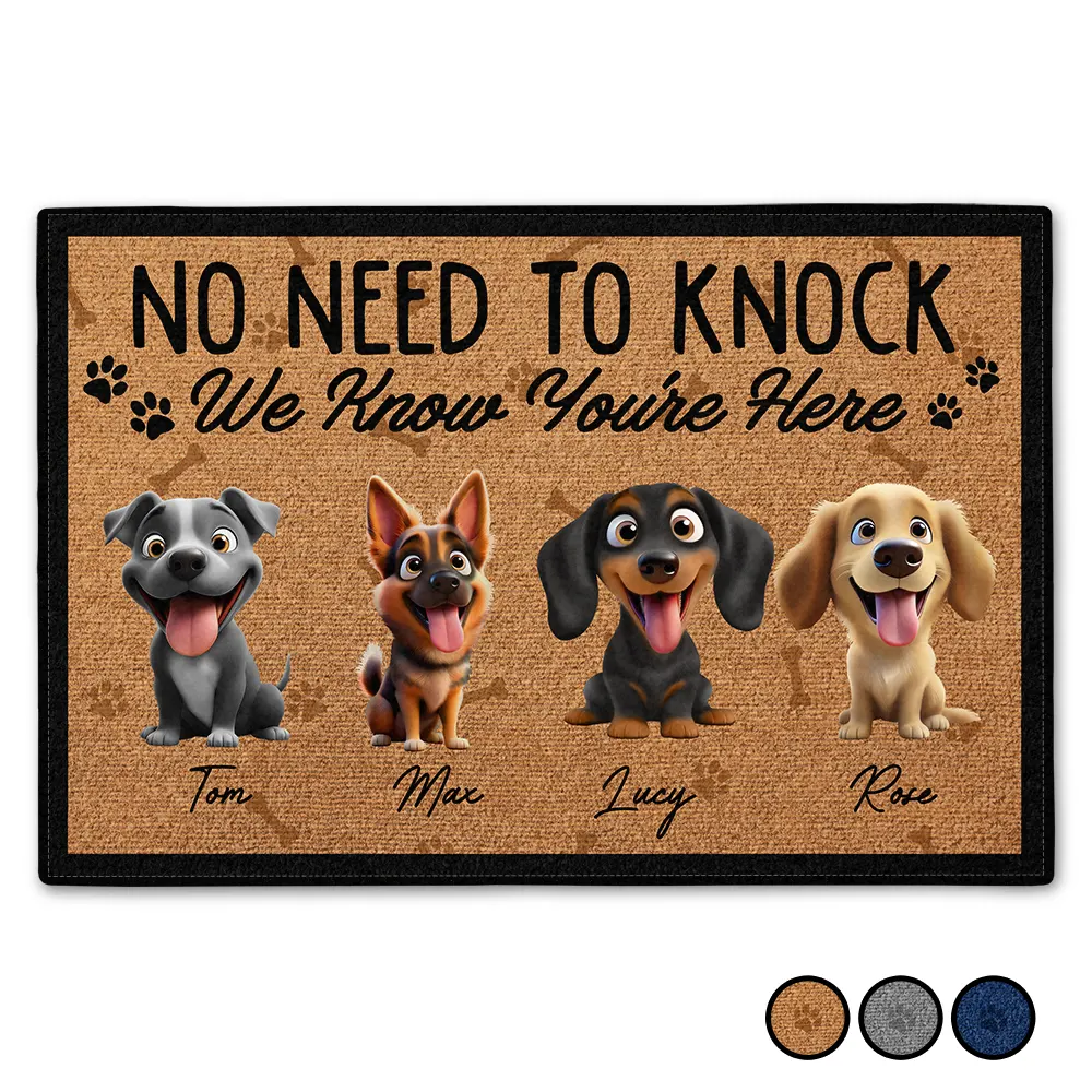 Dog Lovers, Pet Lovers, Funny - No Need To Knock We Know You're Here Funny 3D Dog - Personalized Doormat
