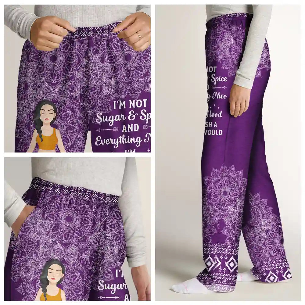 Gift For Yourself, Gift For Women, Gift For Men, Yoga, Funny - Not Sugar And Spice - Personalized Pajama Pants