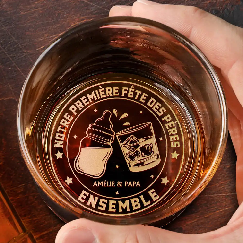 Notre Première Fête Des Pères Ensemble - Verre À Whisky Gravé Personnalisé