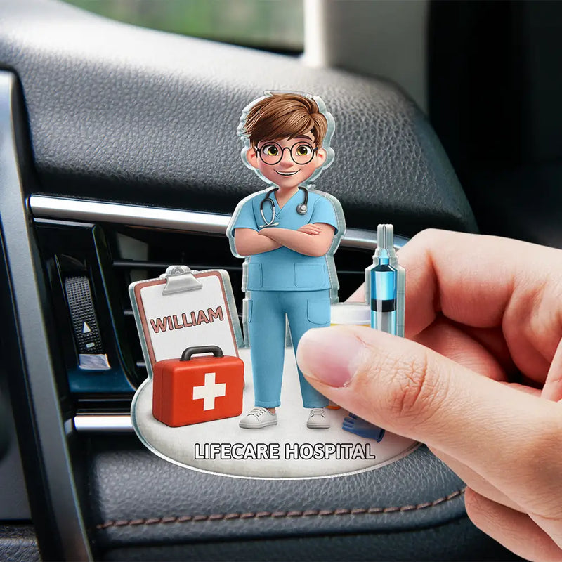 Happy,Nurse,Gift For Yourself - Nurse Happy On The Road - Personalized Acrylic Car Vent Clip