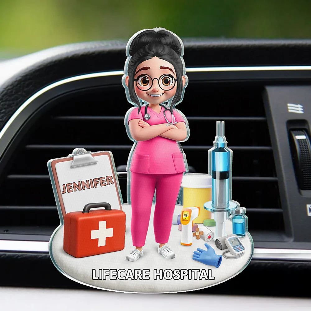 Nurse Happy On The Road - Personalized Acrylic Car Vent Clip