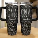 Nurse, Happy - Nurse Job Title Flower Pattern - Personalized Engraved 40oz Tumbler