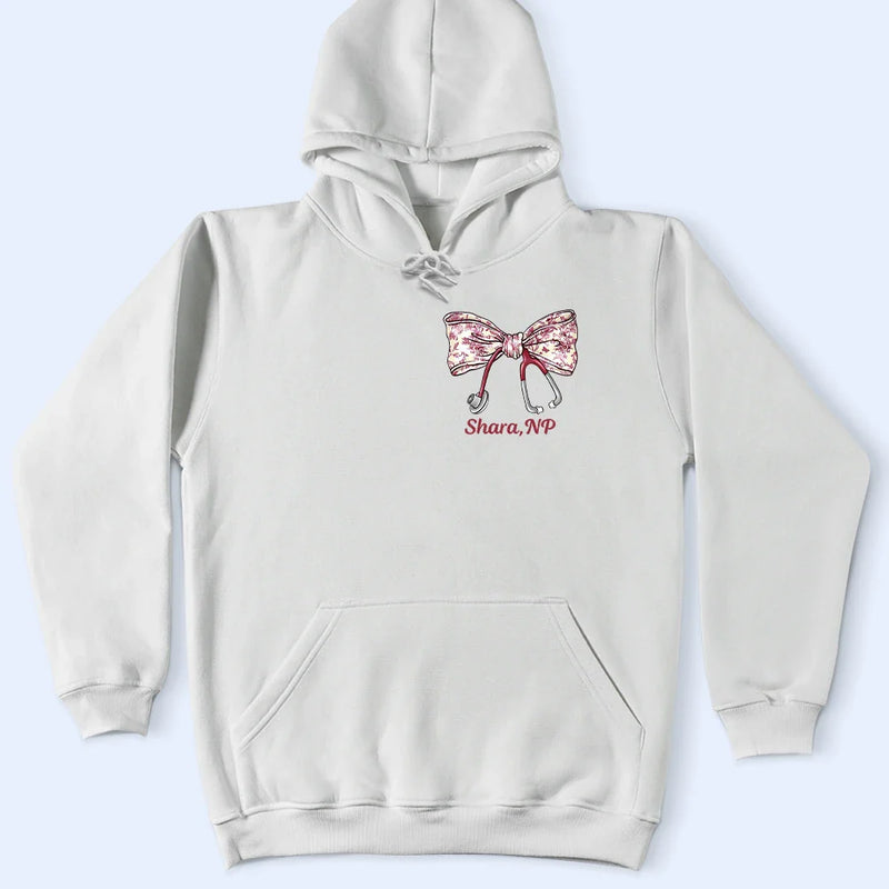 Nurse, Gifts For Colleagues, Gift For Bestie, Happy - Nurse Toile Bow Coquette - Personalized T Shirt
