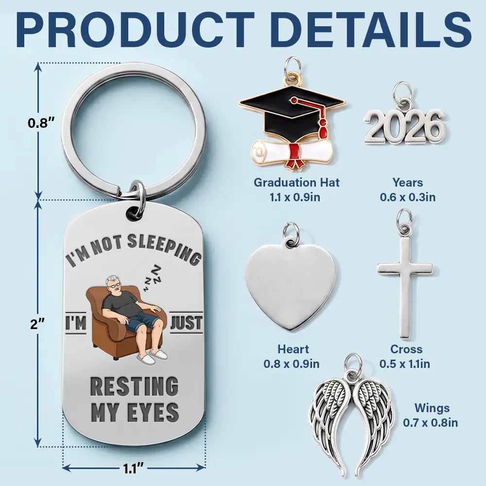 Gift For Husband,Gift For Grandpa,Gift For Father,Retirement,Non-Eng,Vector,Humorous - Official Member Of Club Just Resting My Eyes - Personalized Stainless Steel Keychain