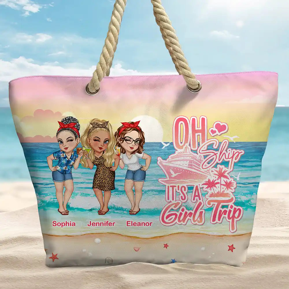 Oh Ship, It's A Girl's Trip - Personalized Beach Bag