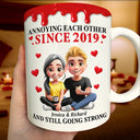 Old Couples, Gift For Couples, Gift For Husband, Gift For Wife, Love - Old Couple Annoying Each Other 3D Effect - Personalized White Edge-to-Edge Mug