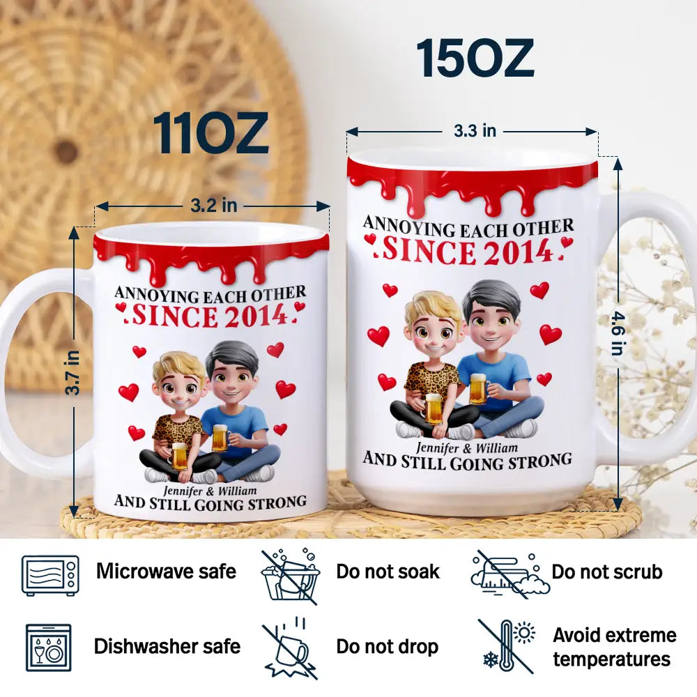 Old Couples, Gift For Couples, Gift For Husband, Gift For Wife, Love - Old Couple Annoying Each Other 3D Effect - Personalized White Edge-to-Edge Mug