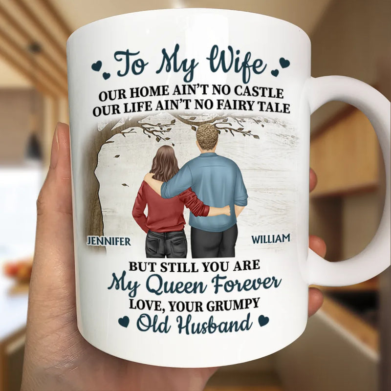 Gift For Couples, Old Couples, Gift For Husband, Gift For Wife, Happy - Old Couple Our Home Ain't No Castle - Personalized Mug