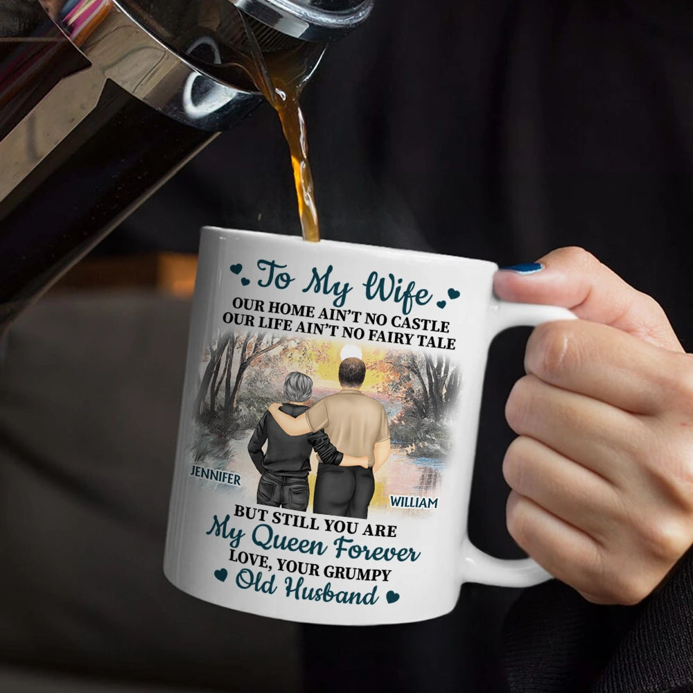 Gift For Couples, Old Couples, Gift For Husband, Gift For Wife, Happy - Old Couple Our Home Ain't No Castle - Personalized Mug