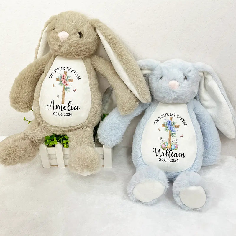 Easter,Happy,Gift For Kids,Parents,Christian,New baby - On Your Baptism Day Christening New Baby - Personalized Soft Toy Bunny