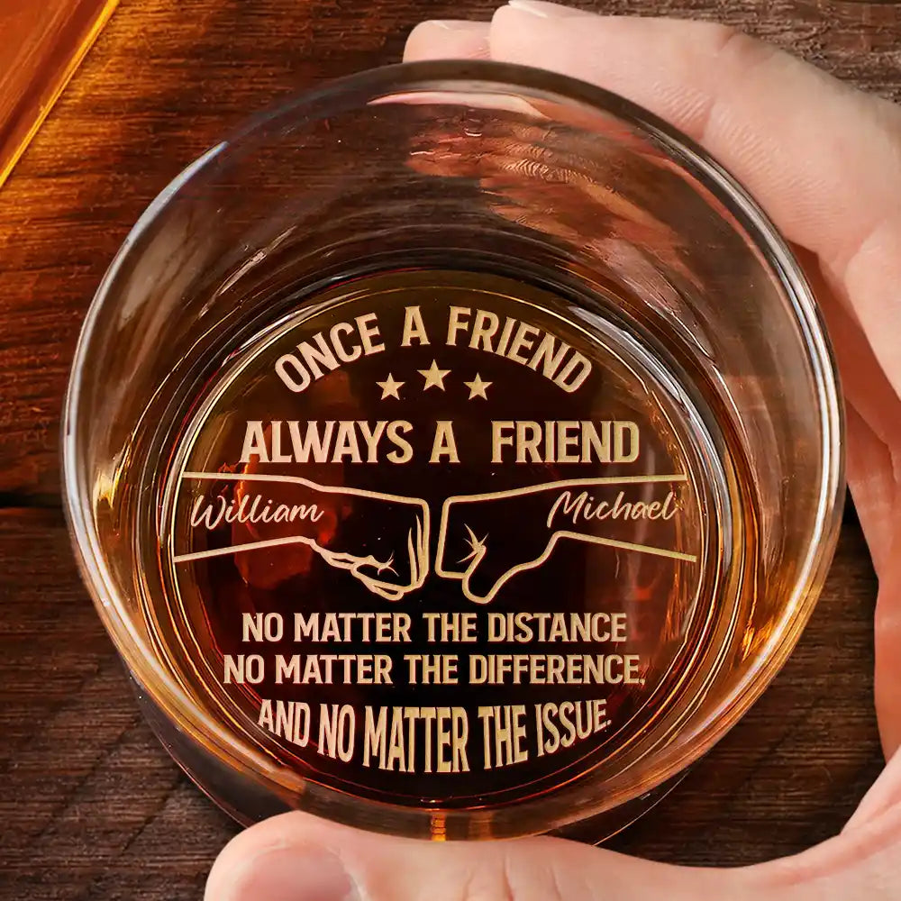 Gift For Brothers,Happy,Gift For Bestie - Once A Brother Always A Brother - Personalized Engraved Whiskey Glass