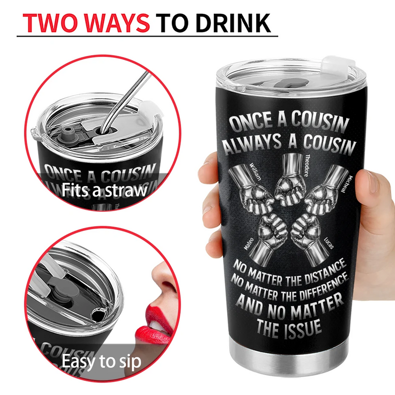 Gift For Brothers,Cousin,Happy - Once A Brother Always A Brother Metal Effect Hand Punch - Personalized Tumbler