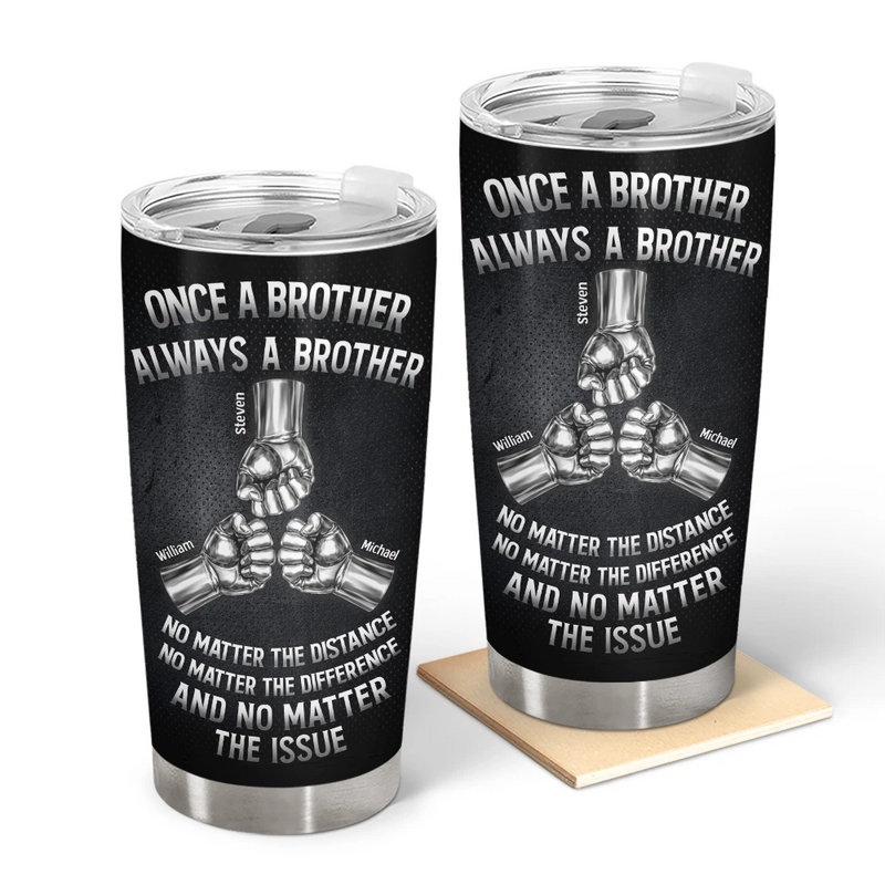 Gift For Brothers,Cousin,Happy - Once A Brother Always A Brother Metal Effect Hand Punch - Personalized Tumbler