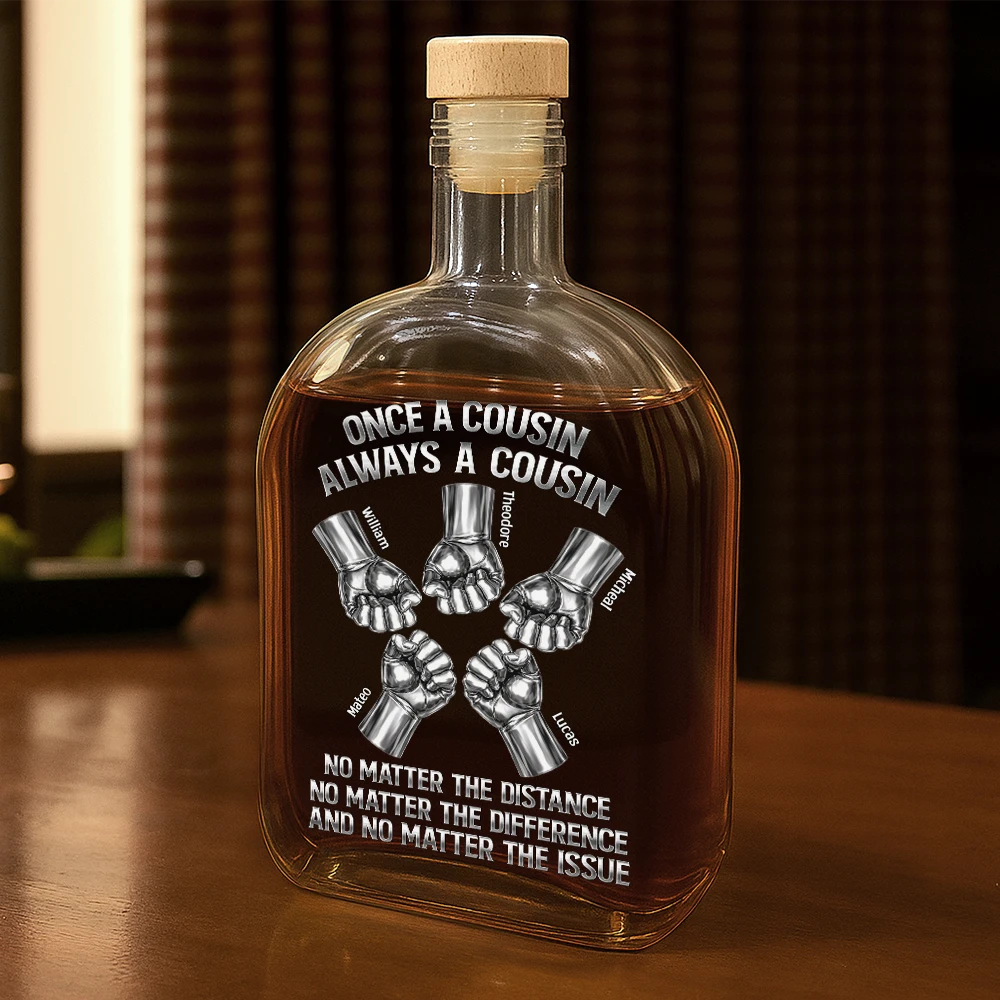 Gift For Brothers,Cousin,Happy - Once A Brother Always A Brother Metal Effect Hand Punch - Personalized Whiskey Bottle