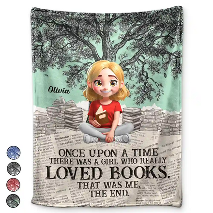 Once Upon A Time Reading Toile Background - Personalized Fleece Blanket, Sherpa Blanket