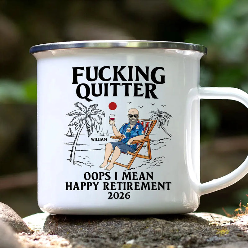 Gift For Husband,Gift For Wife,Parents,Gift For Women,Gift For Yourself,Gift For Men,Funny,Gift For Grandpa,Gift For Grandma,Gift For Father,Gift For Mother - Oops I Mean Happy Retirement - Personalized Enamel Mug