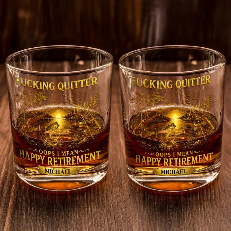 Summer,Top Market,Retirement,Gift For Yourself,Humorous,Custom Text - Oops I Mean Happy Retirement - Personalized Whiskey Glass