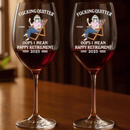 Retirement,Funny,Gift For Yourself,Parents,Gift For Grandparents - Oops I Mean Happy Retirement - Personalized Wine Glass