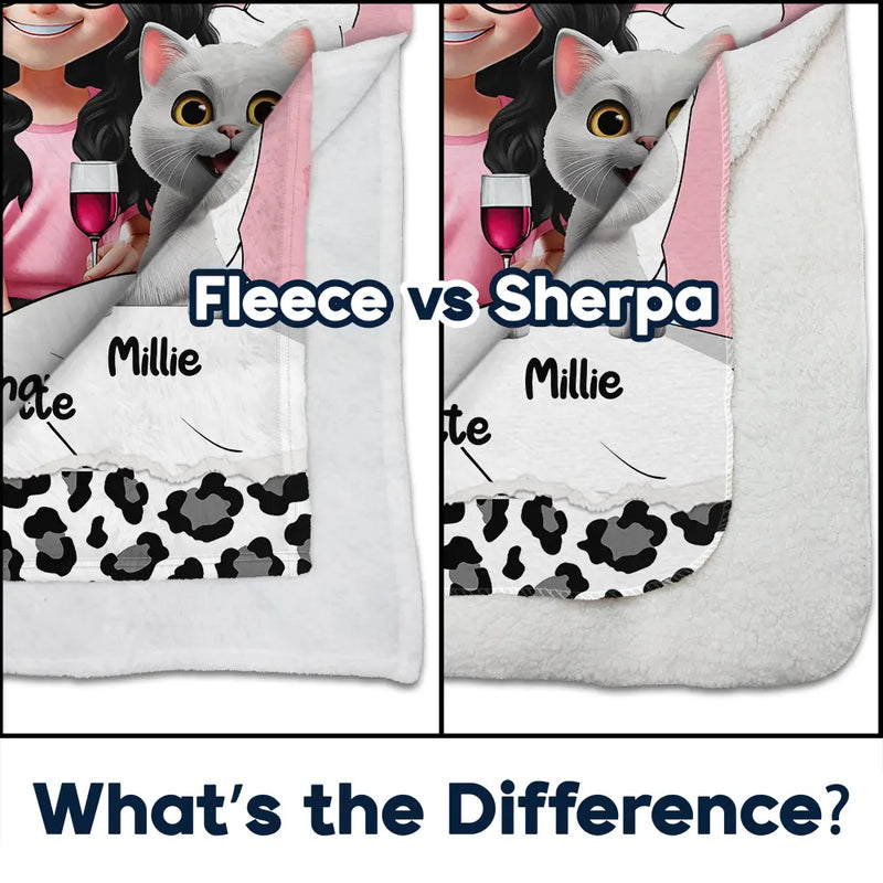 Gift For Couples,Gift For Husband,Gift For Wife,Gift For Boyfriend,Gift For Girlfriend,Cat Lovers,Cat Couple,Pet Lovers,Pet Couple,Love,LGBT - Our Cat Cuddling Blanket - Personalized Fleece Blanket, Sherpa Blanket