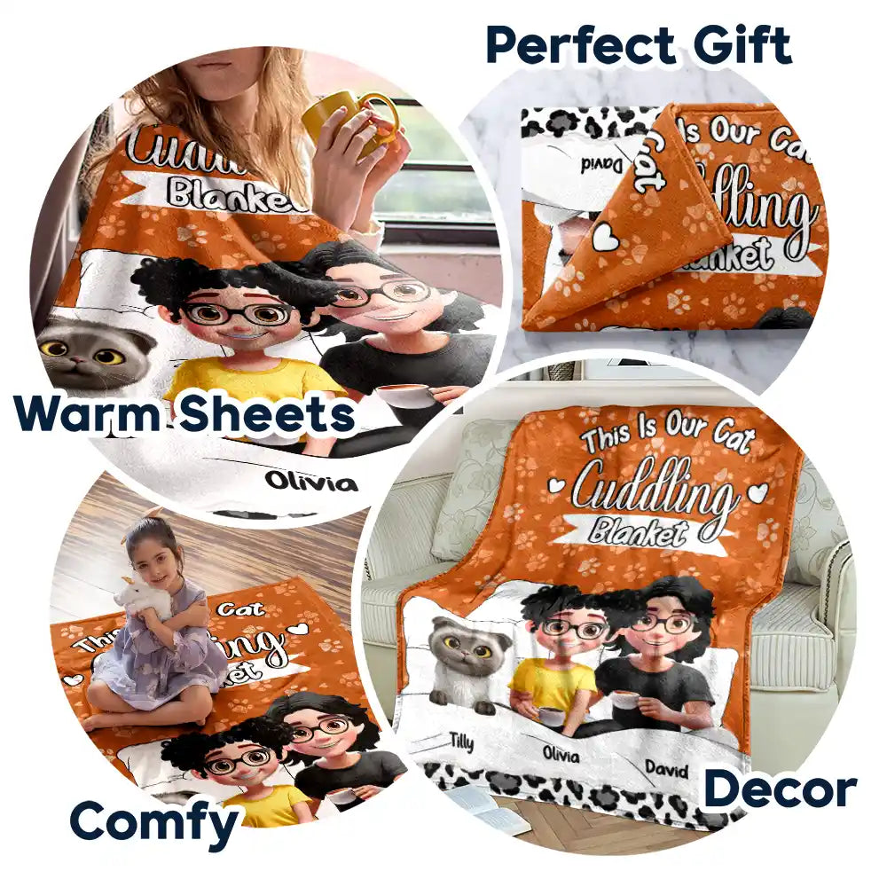 Gift For Couples,Gift For Husband,Gift For Wife,Gift For Boyfriend,Gift For Girlfriend,Cat Lovers,Cat Couple,Pet Lovers,Pet Couple,Love,LGBT - Our Cat Cuddling Blanket - Personalized Fleece Blanket, Sherpa Blanket