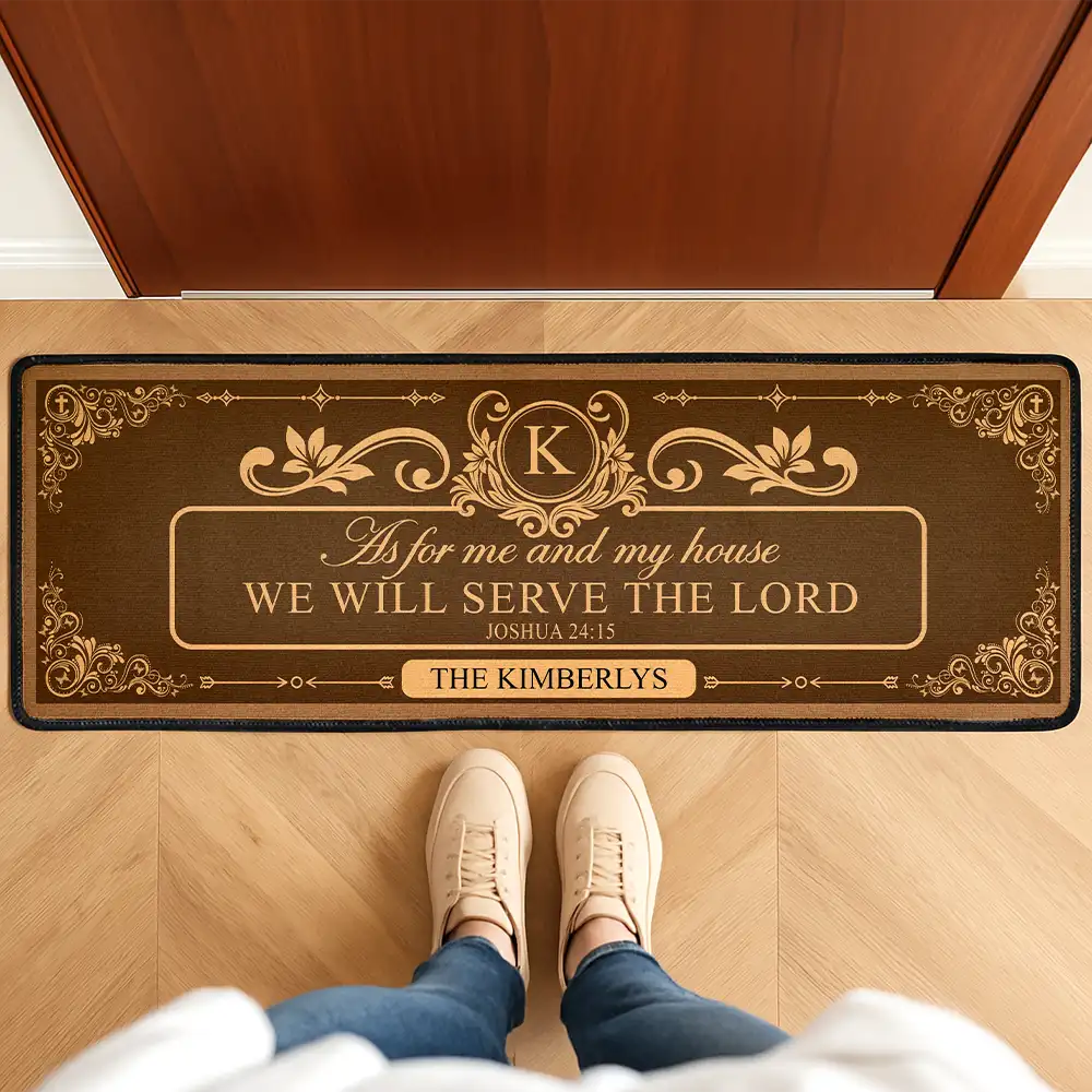 Christian,Family - Our Family Will Serve The Lord - Personalized Runner Rug