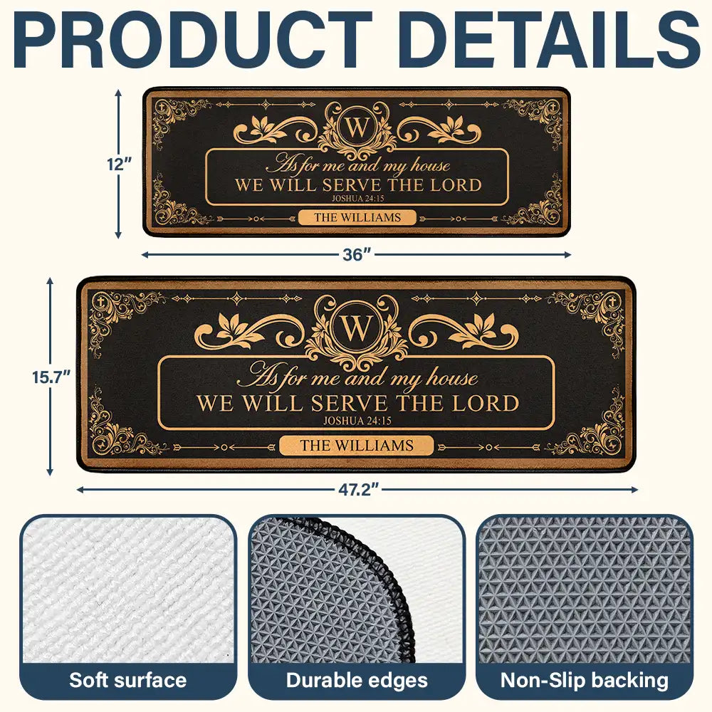 Christian,Family - Our Family Will Serve The Lord - Personalized Runner Rug