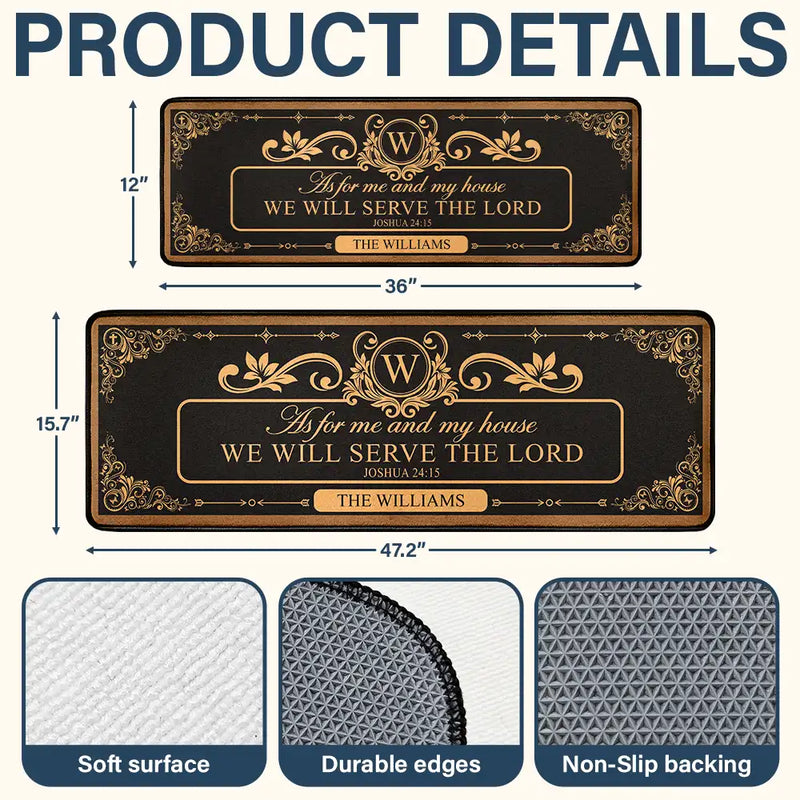 Christian,Family - Our Family Will Serve The Lord - Personalized Runner Rug