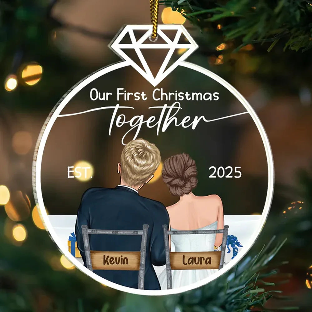 Our First Christmas Married - Personalized Custom Shaped Acrylic Ornament