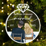 Our First Christmas Married - Personalized Custom Shaped Acrylic Ornament