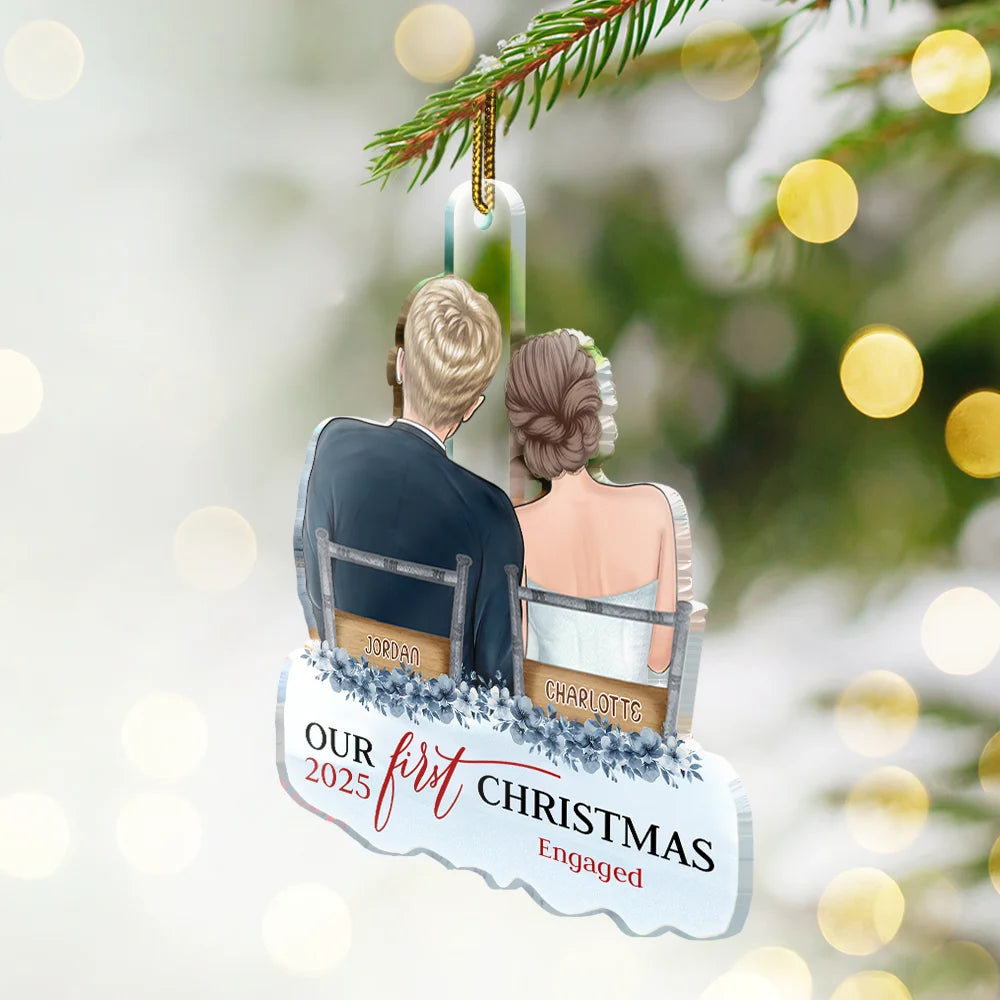 Gift For Couples,Gift For Husband,Gift For Wife,Christmas,Wedding,Love - Our First Christmas Married Couples - Personalized Custom Shaped Acrylic Ornament