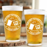 Gift For Father,New Dad,Non-Eng,Icon,Adorable - Our First Father's Day Together - Personalized Beer Glass