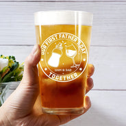 Gift For Father,New Dad,Non-Eng,Icon,Adorable - Our First Father's Day Together - Personalized Beer Glass