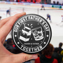 Gift For Father,New Dad,Non-Eng,Icon,Adorable - Our First Father's Day Together - Personalized Hockey Puck Bottle Opener