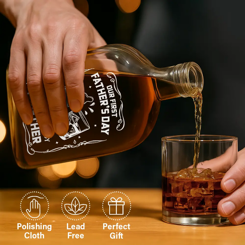 Gift For Father,Funny,New Dad,New baby - Our First Father's Day Together - Personalized Whiskey Bottle 