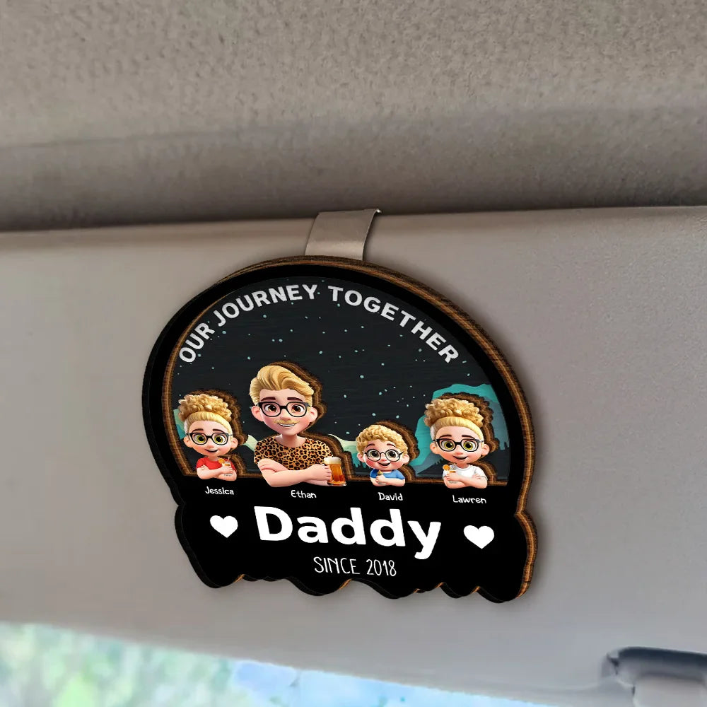 Gift For Father - Our Journey Together - Personalized Custom Shaped Car Visor Clip
