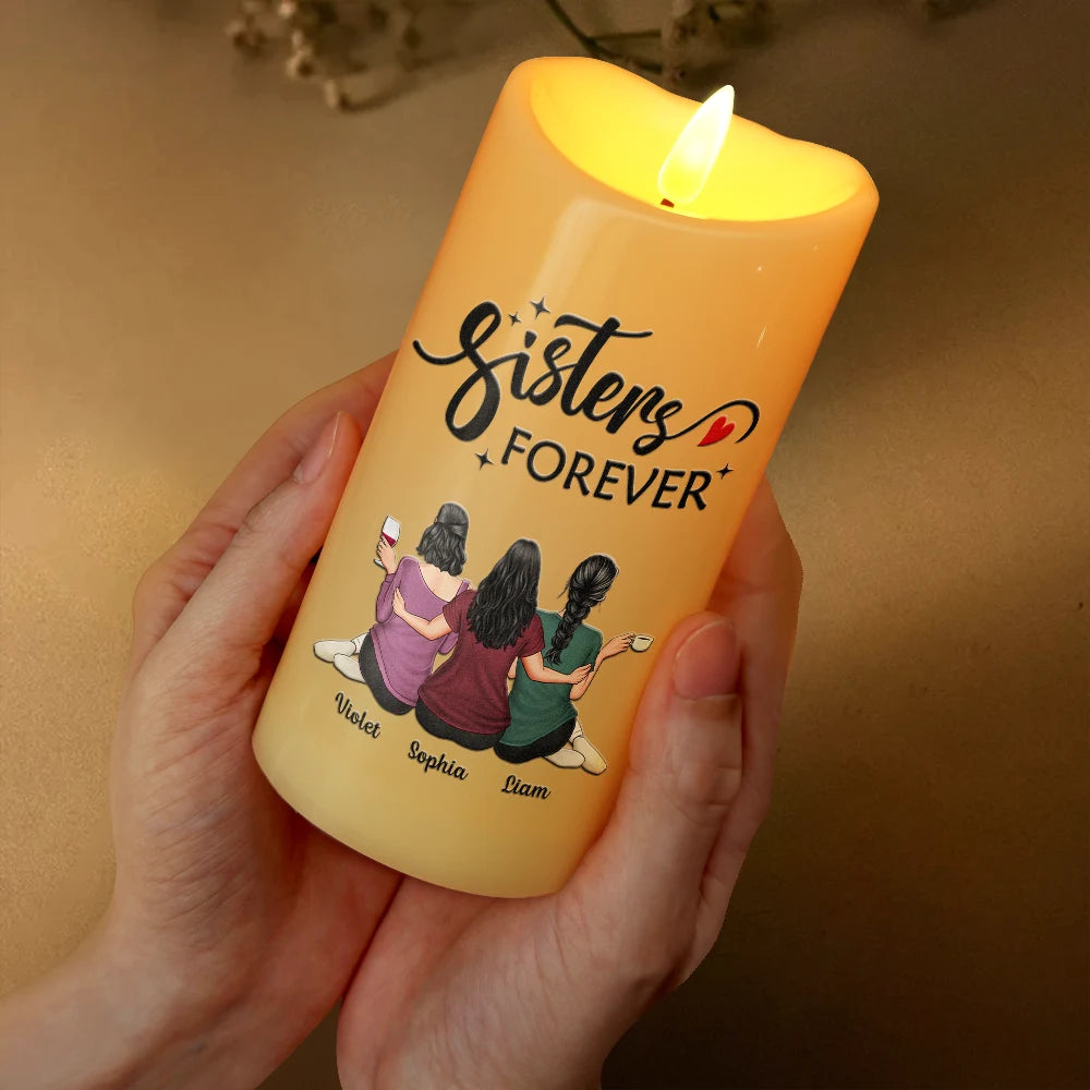 Gift For Bestie,Old Best friends,Gift For Sisters,Gift For Brothers,Gift For Sibling,Cousin,Happy,Family - Our Memories Are Countless Friends Forever - Personalized Flameless LED Candle