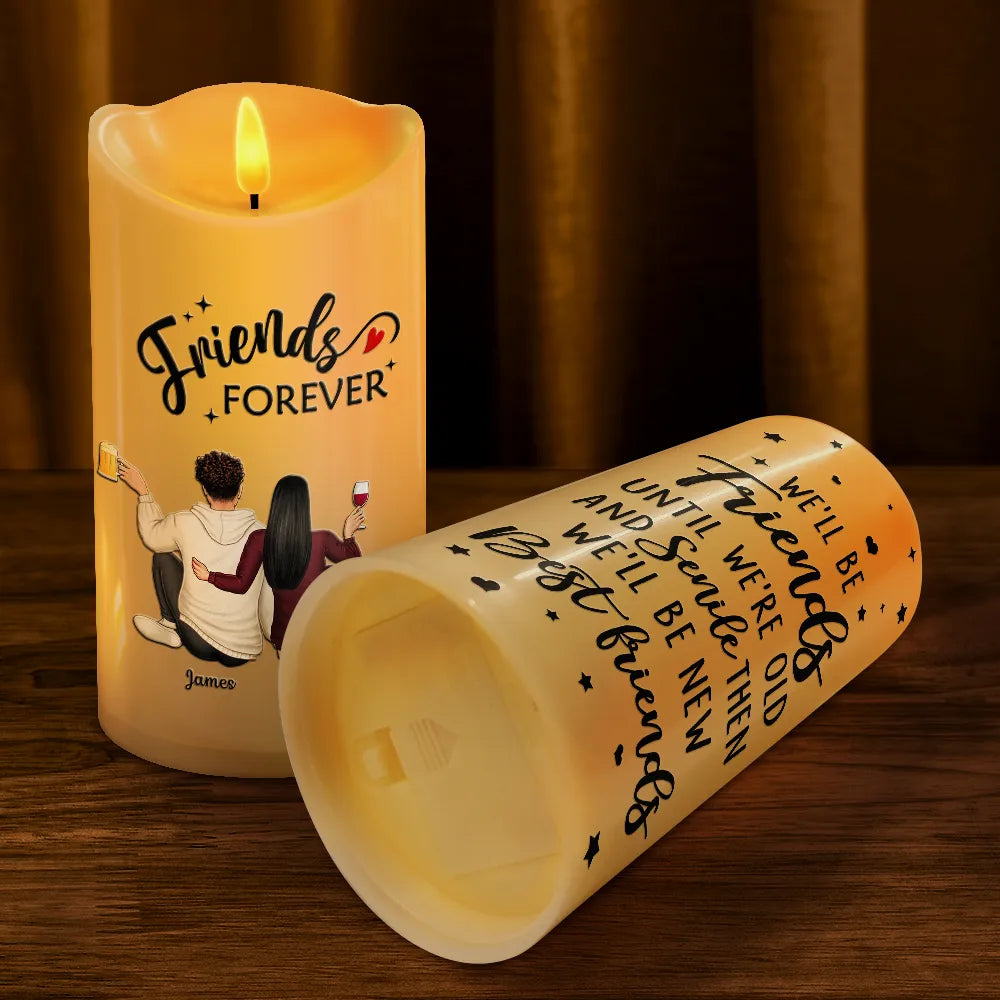 Gift For Bestie,Old Best friends,Gift For Sisters,Gift For Brothers,Gift For Sibling,Cousin,Happy,Family - Our Memories Are Countless Friends Forever - Personalized Flameless LED Candle