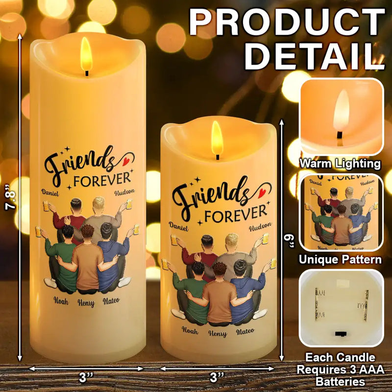 Gift For Bestie,Old Best friends,Gift For Sisters,Gift For Brothers,Gift For Sibling,Cousin,Happy,Family - Our Memories Are Countless Friends Forever - Personalized Flameless LED Candle