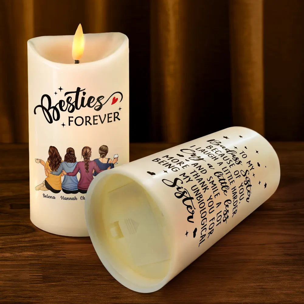 Christmas,Gift For Bestie,Gift For Sisters,Happy - Our Memories Are Countless Our Friendship Is Endless - Personalized Flameless LED Candle