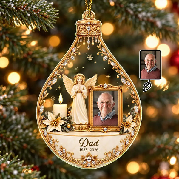 Christmas, Custom Photo,Family, Memorial, Memorial Loved One, Sympathetic, Top Market, Upload Full Photo - Christmas Memorial Gift For Loss Of Parent - Personalized Custom Photo In Loving Memory Acrylic Ornament