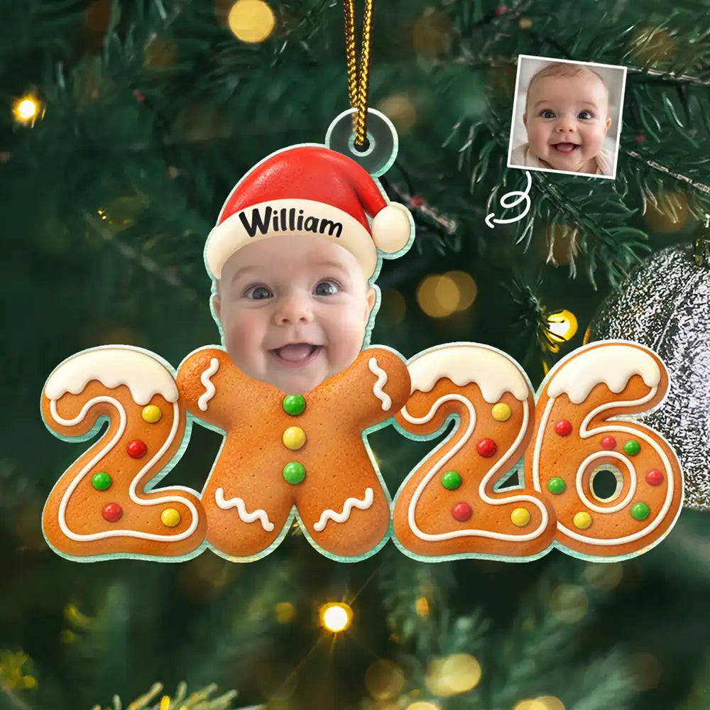 Baby's First Christmas - Personalized Custom Photo Gingerbread Acrylic Ornament