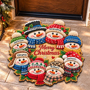 Christmas,Family,Grandparents,Happy,Icon - Christmas Decor For Grandparents - Personalized Snowman Wreath Doormat