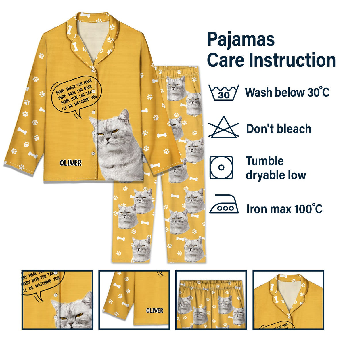 Custom Photo Dog Cat Watching You - Gift For Pet Lovers - Personalized Long Pajamas Set