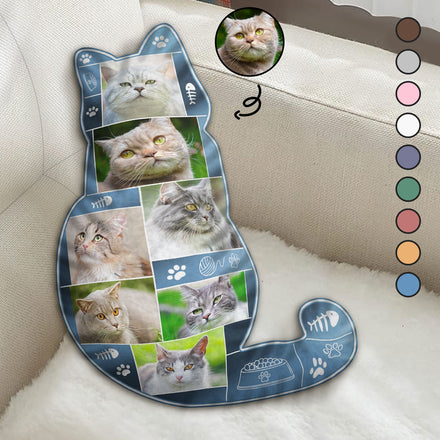 Custom Photo Cat Shape - Gift For Cat Lovers, Cat Mom, Cat Dad - Personalized Custom Shaped Pillow