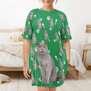 Custom Photo Dog Cat - Gift For Pet Lovers, Pet Mom - Personalized Women's Sleep Tee