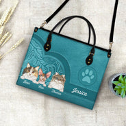Cute Cats Aesthetic Pattern - Birthday, Loving Gift For Cat Mom, Cat Lovers - Personalized Leather Bag